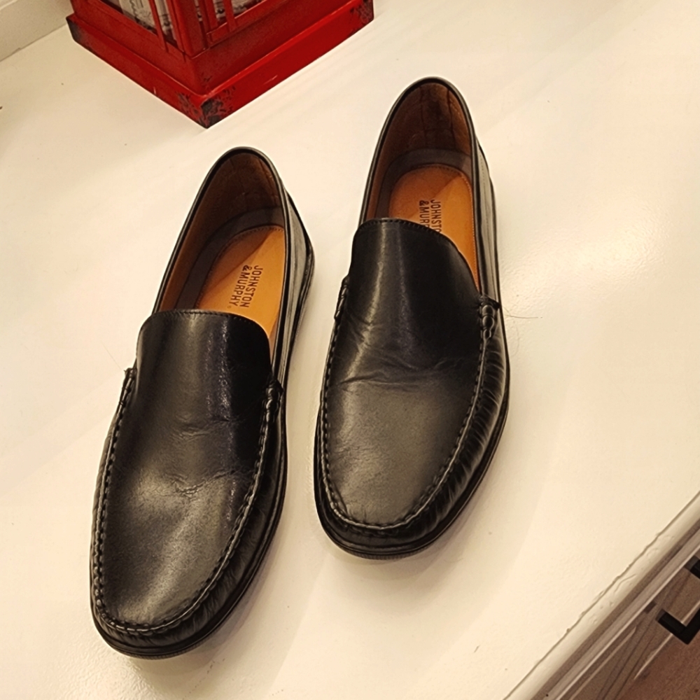 Johnston & Murphy Nichols Venetian Black Leather Loafers SZ 12